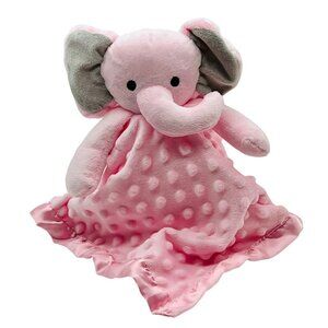 Pro Goleem Elephant Pink Lovey Security Blanket Satin Trim and Back‎ 15 inch